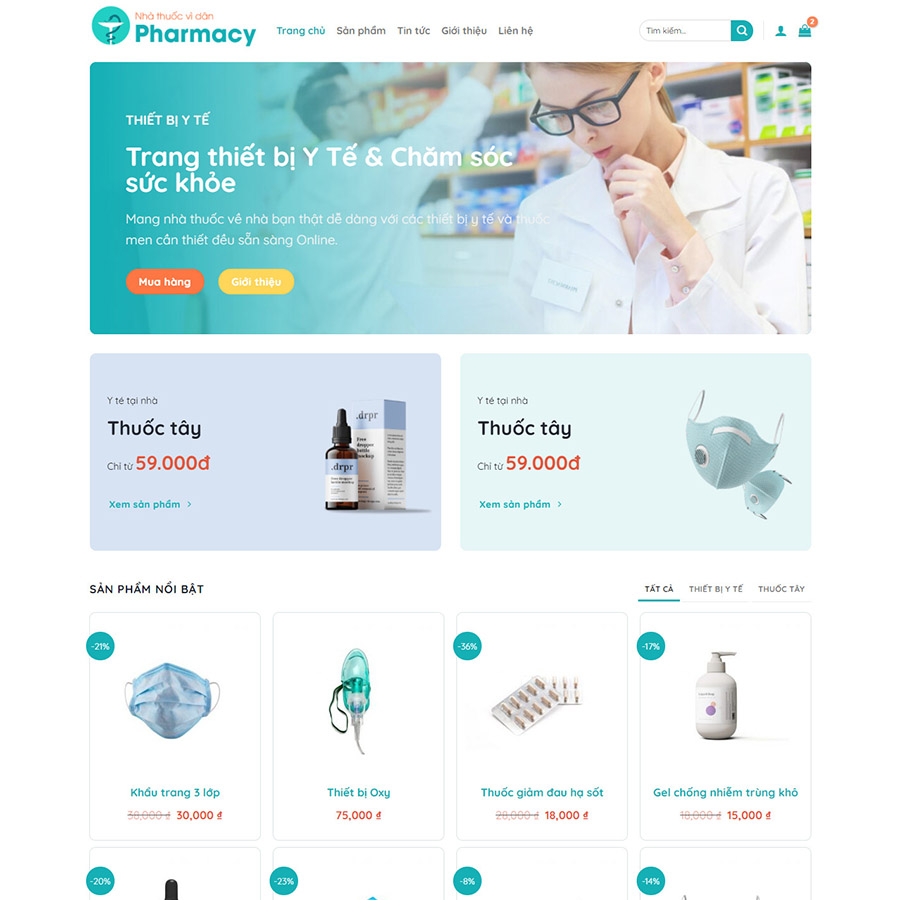 Mẫu website bán thiết bị y tế