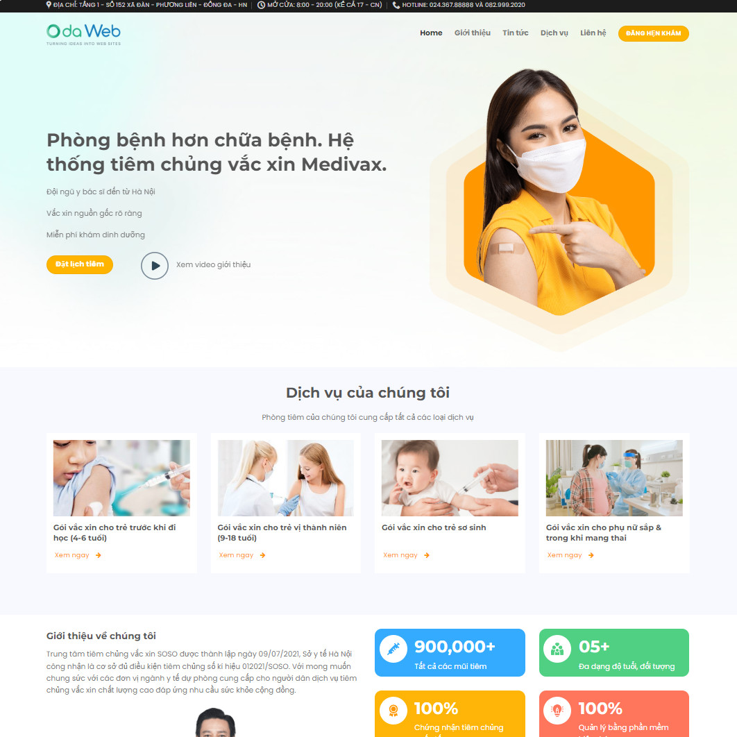 Mẫu website phòng khám 03 &#8211; tiêm Vắc xin &#8211; tiêm chủng