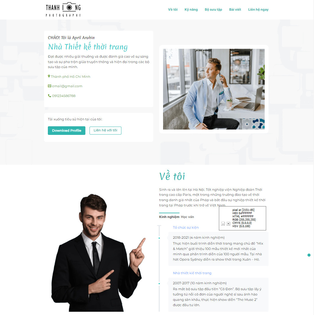 Mẫu website giới thiệu cá nhân 03