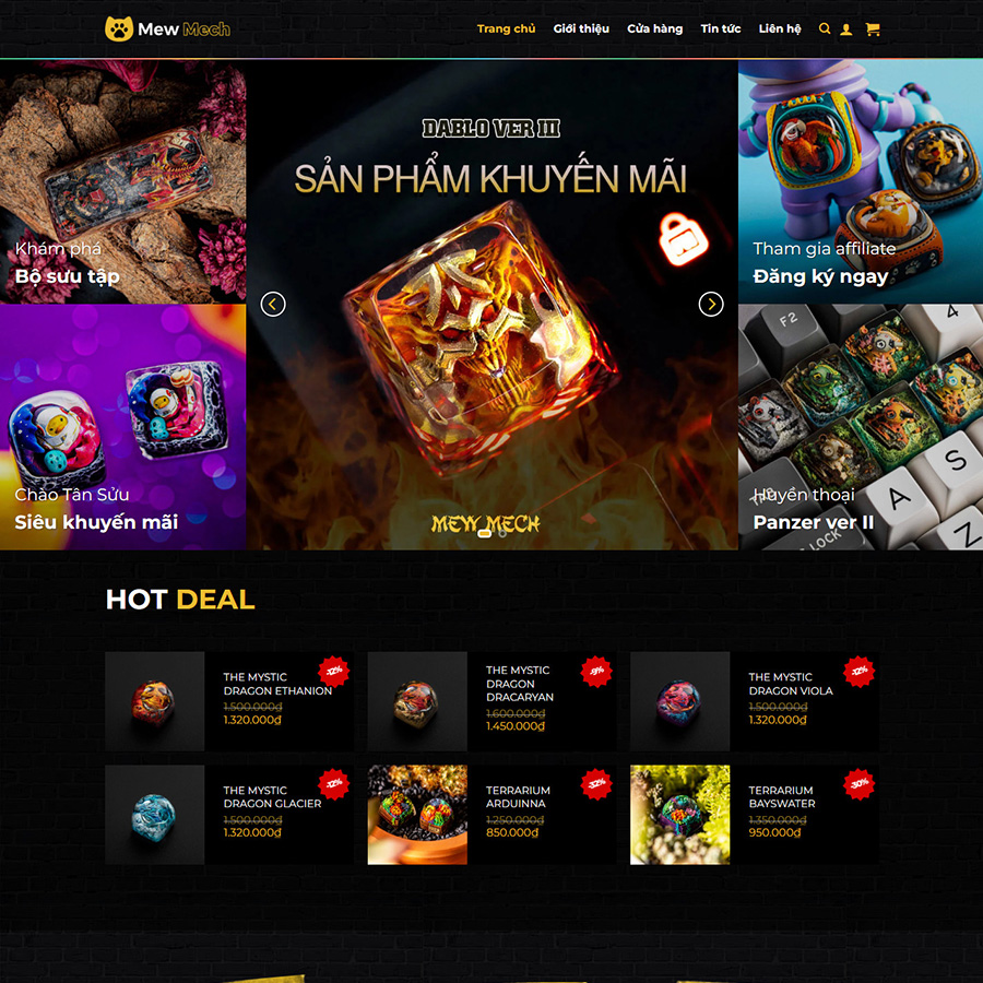 Mẫu website bán sản phẩm gaming, độc lạ