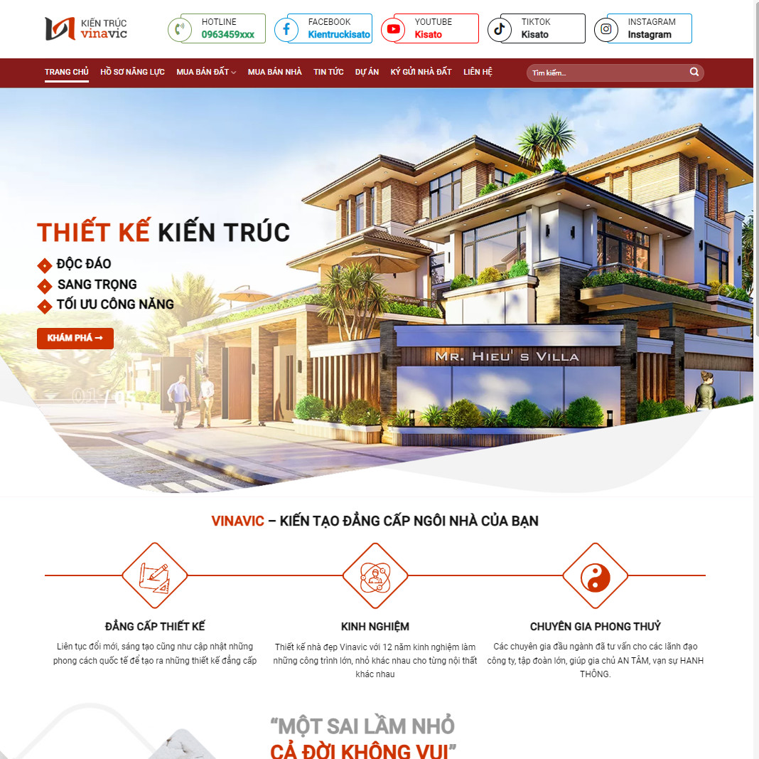 Mẫu website kiến trúc 5