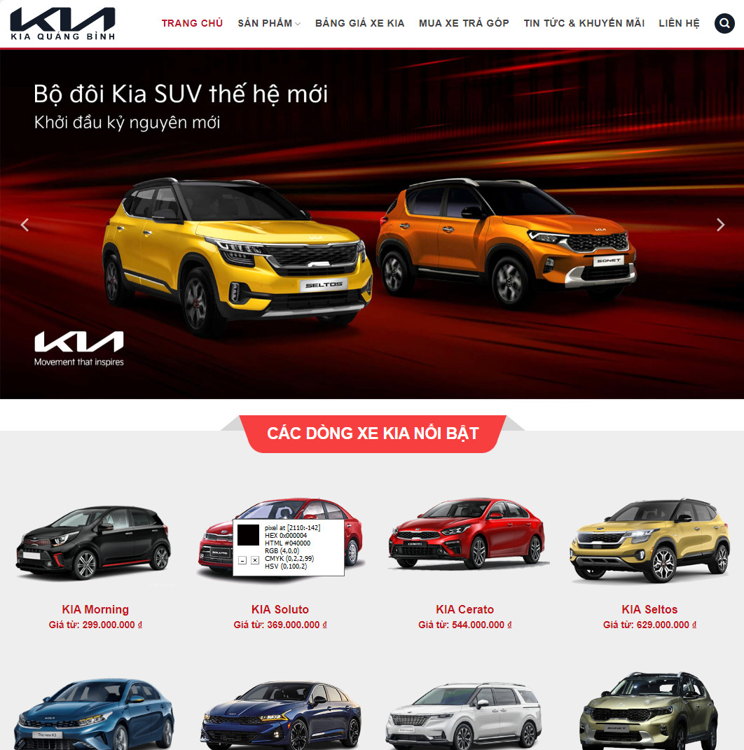 Mẫu website xe kia 01