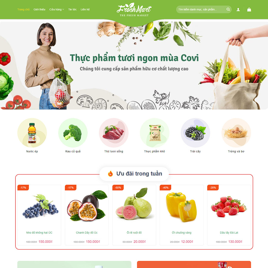 Mẫu website thực phẩm sạch 01