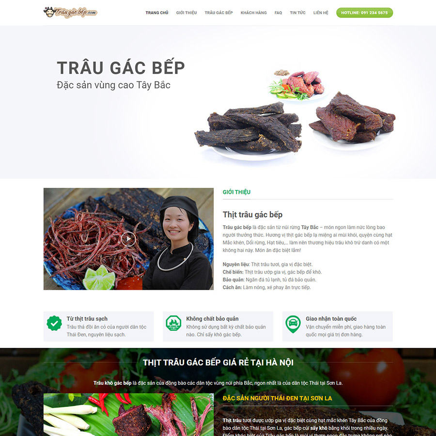 Mẫu website bán thịt trâu