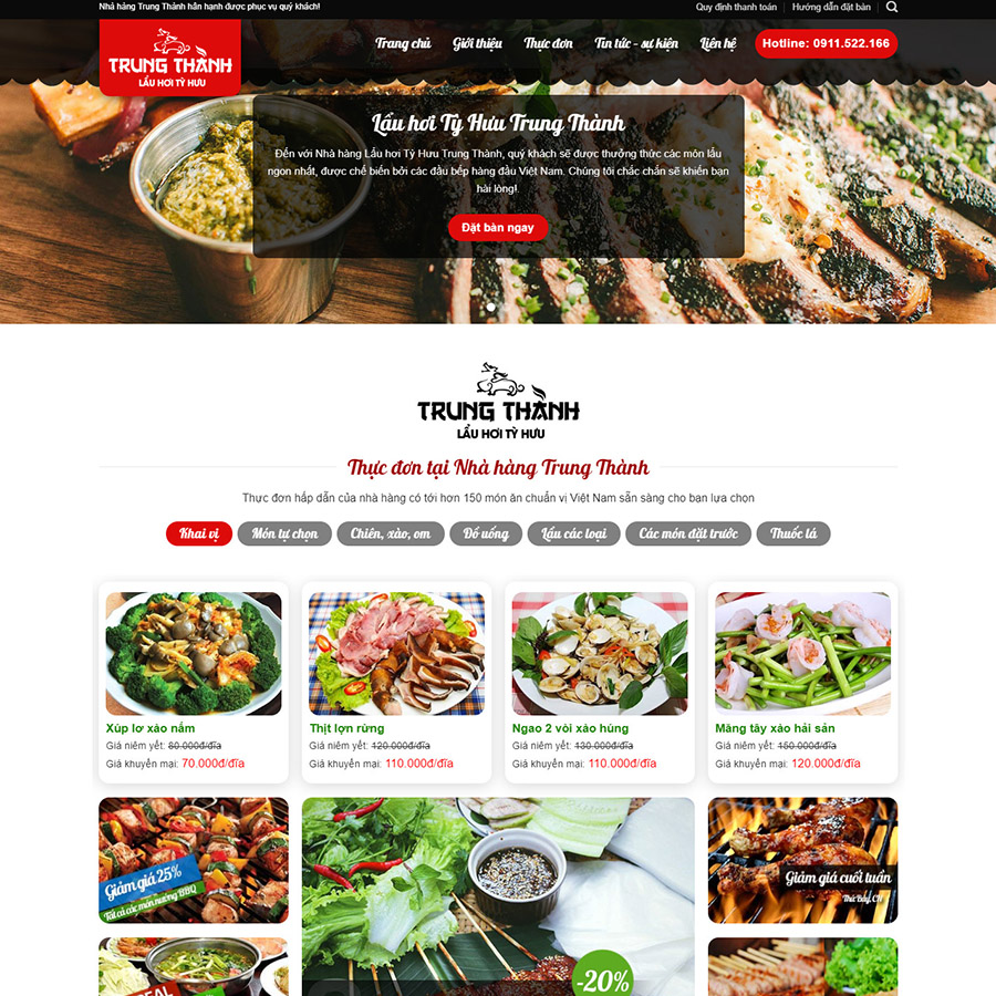 Mẫu website nhà hàng 03