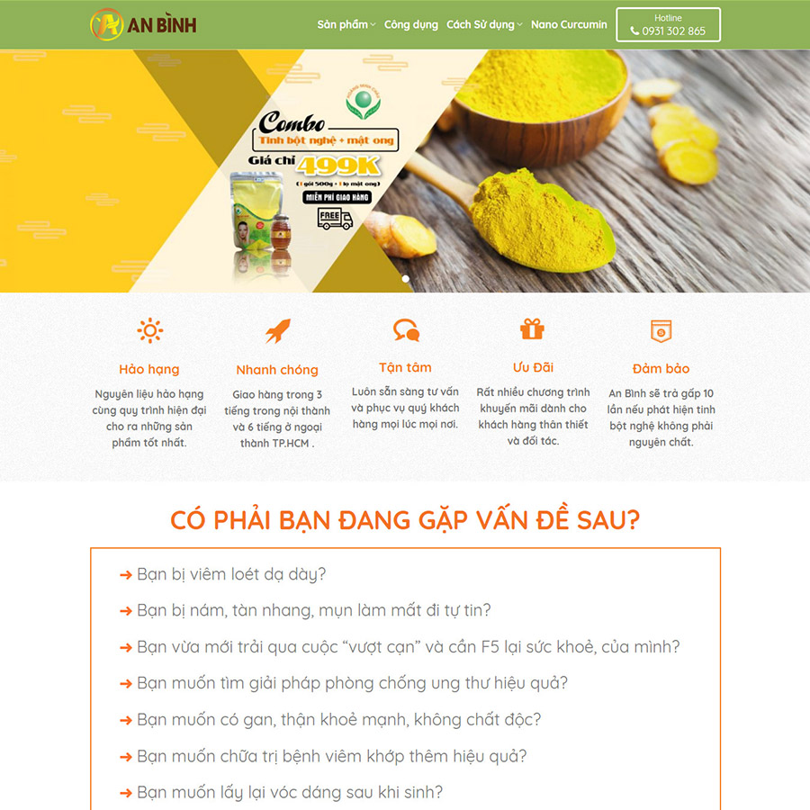 Mẫu website Tinh bột nghệ