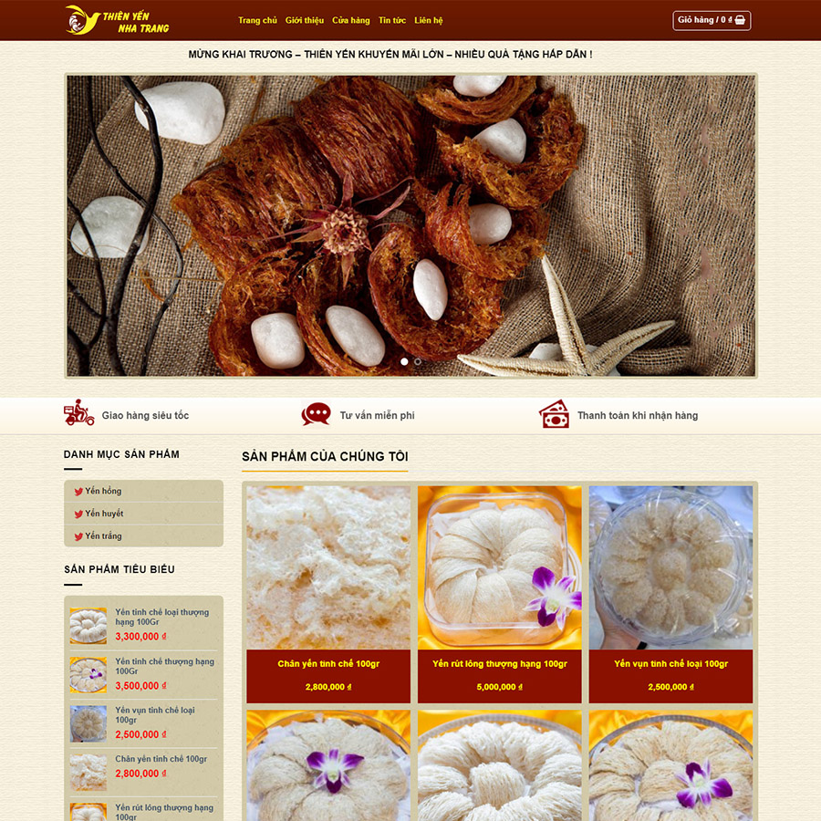 Mẫu website yến sào 02