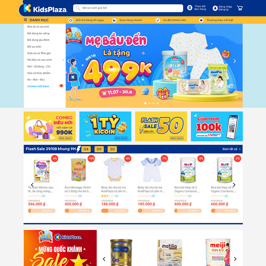 Mẫu website đồ em bé kid plaza