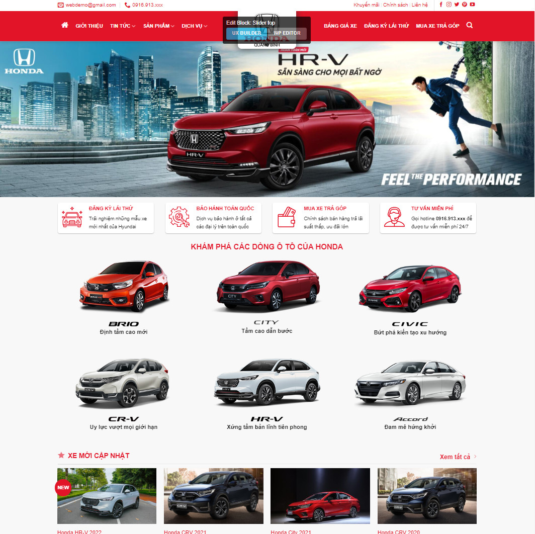 Mẫu website bán xe honda 01