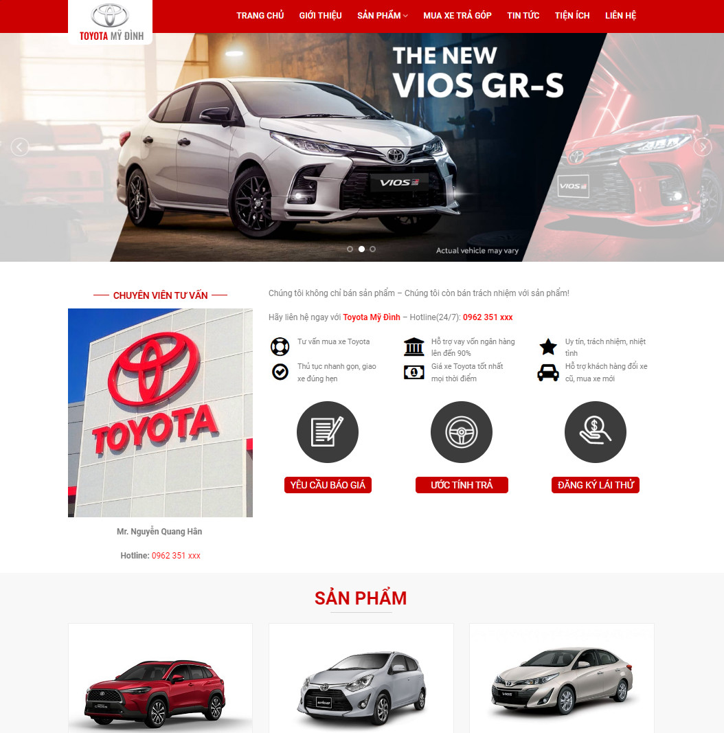 Mẫu website bán xe toyota 03