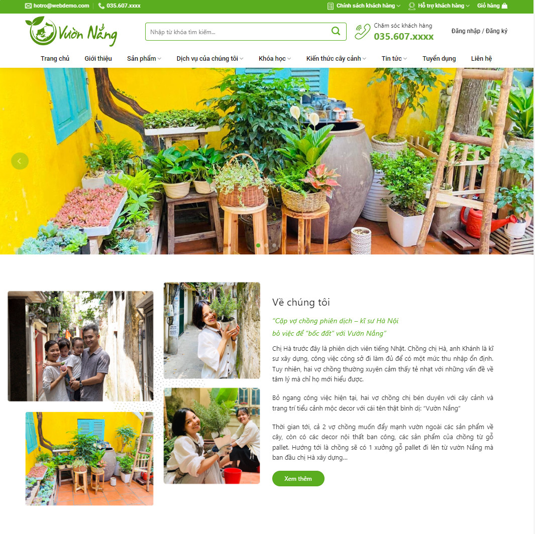 Mẫu website bán cây xanh 03