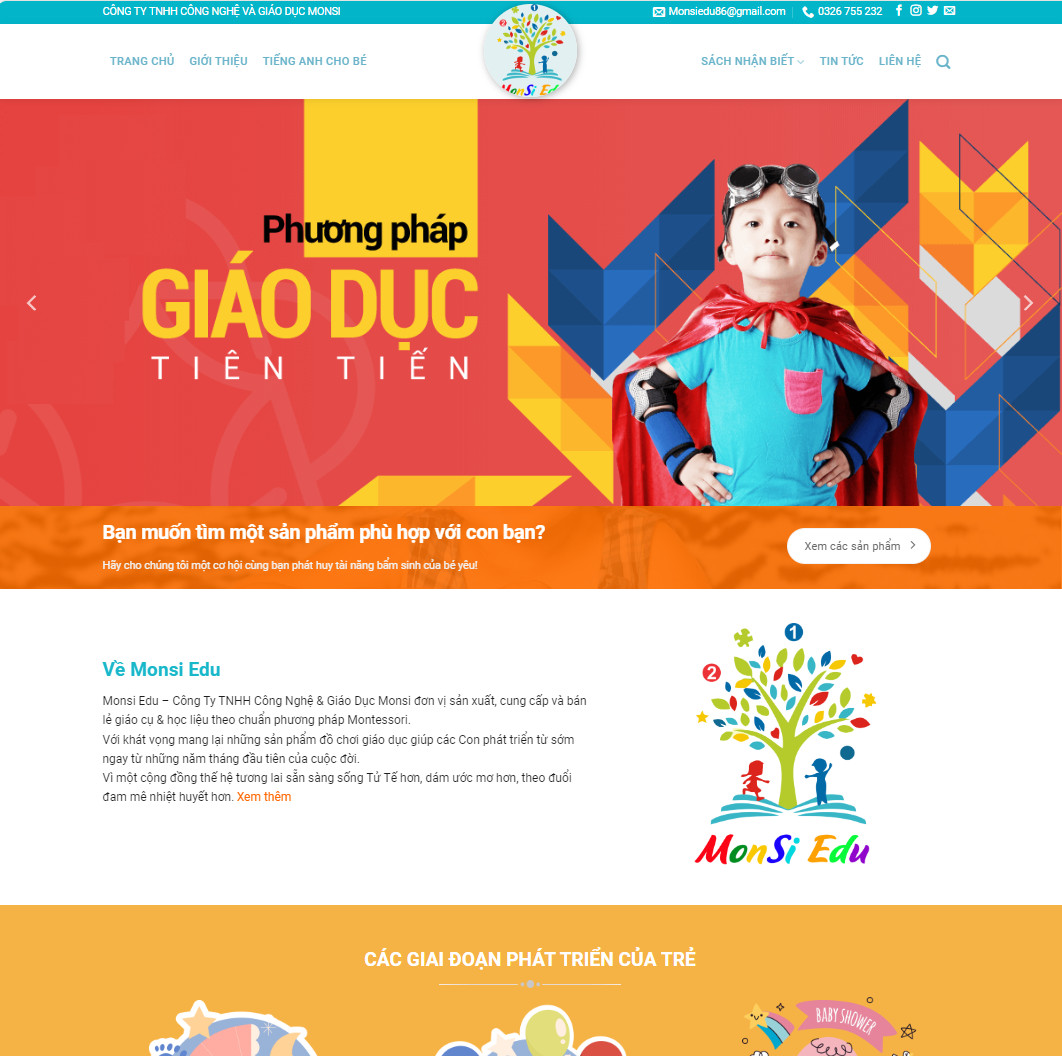 Mẫu website trung tâm tiếng Anh cho bé