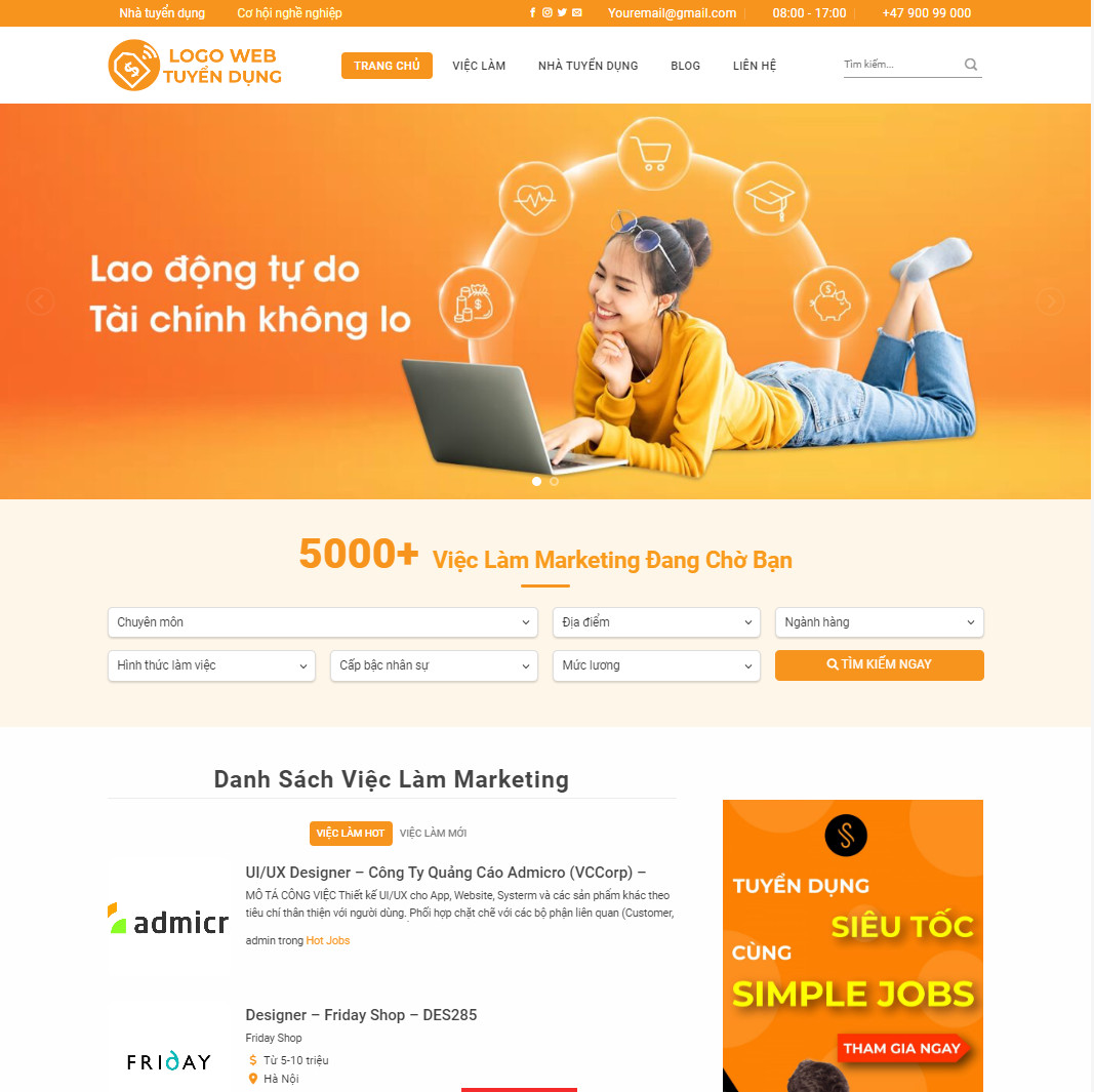 Mẫu website tuyển dụng 01