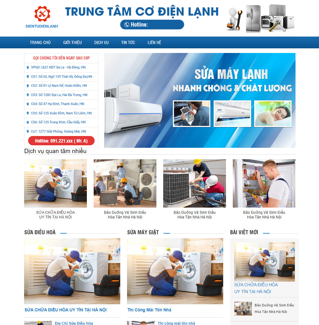 Mẫu website điện lạnh 02