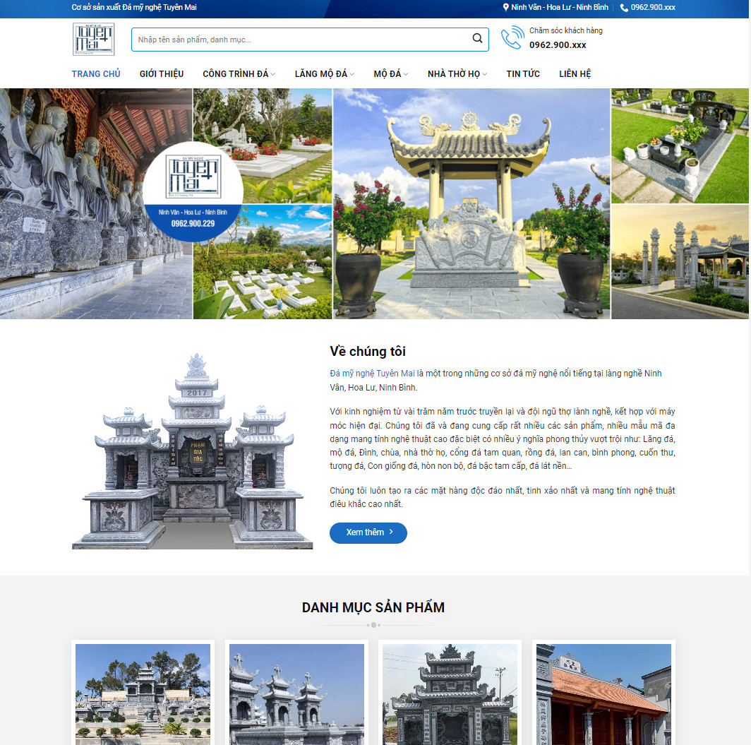 Mẫu website bán đá mỹ nghệ, lăng mộ đá, bia đá