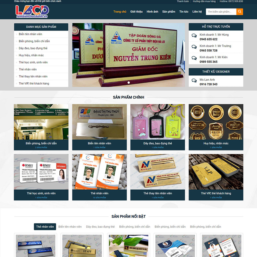 Mẫu website biển chức danh