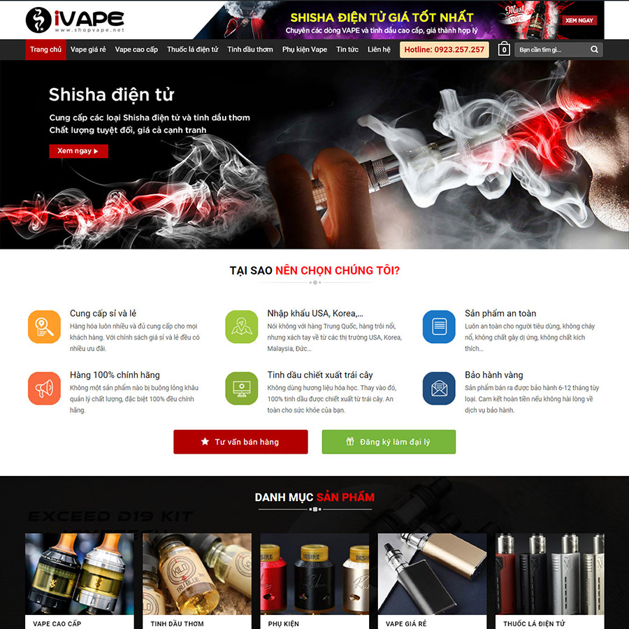 Mẫu website bán vape