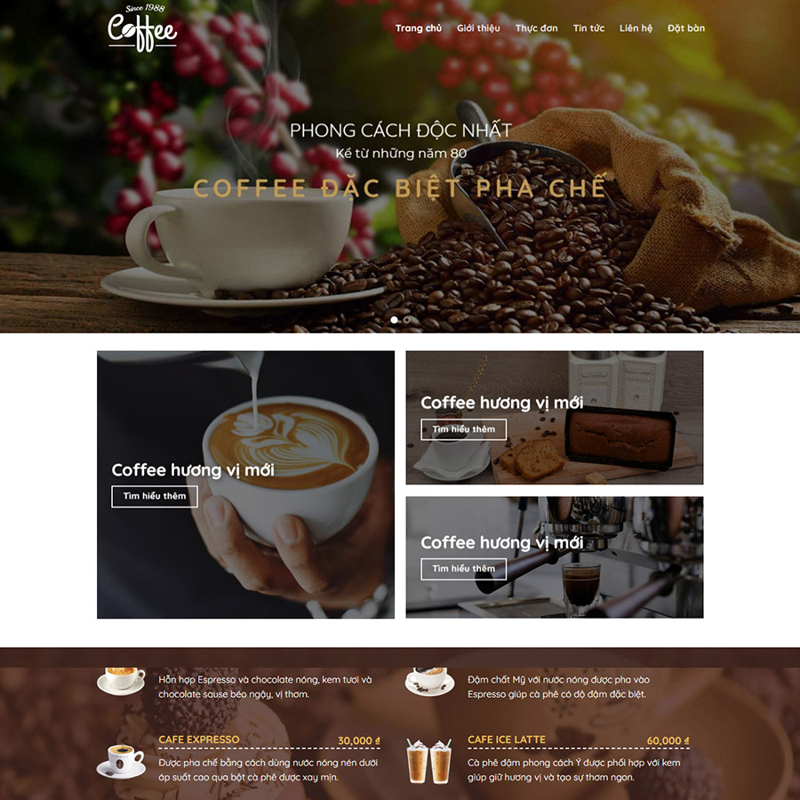 Mẫu website bán cà phê 01