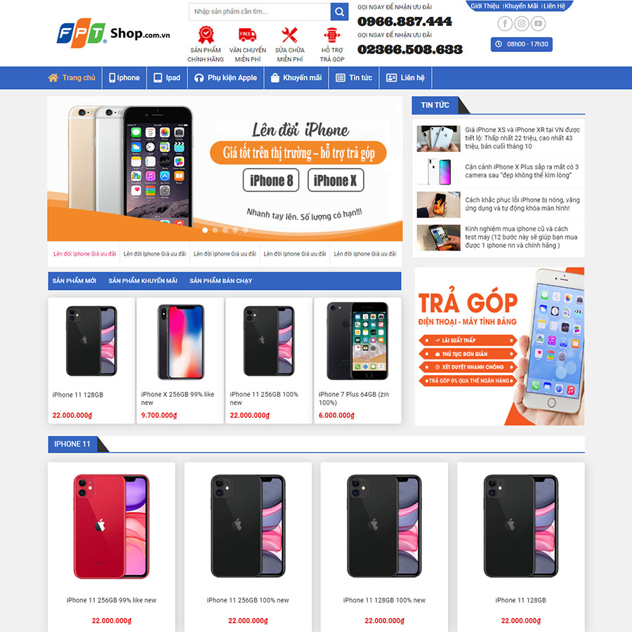 Mẫu website bán iphone