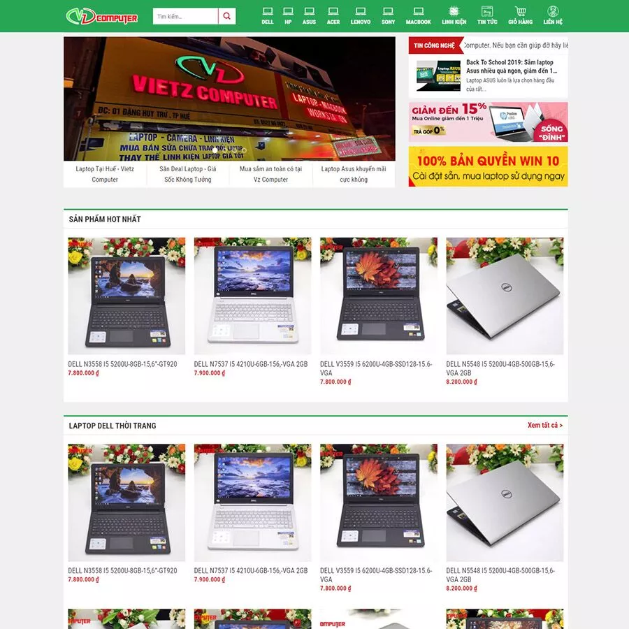 Mẫu website bán laptop 01