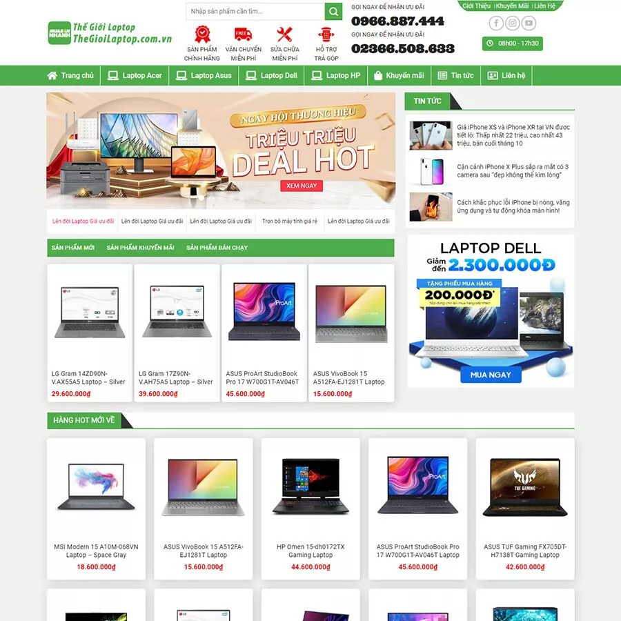 Mẫu website  bán laptop 02