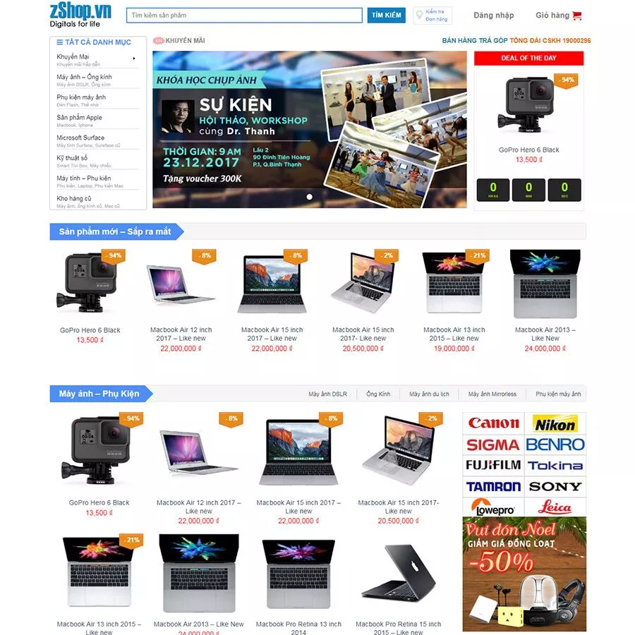 Mẫu website shop đồ công nghệ