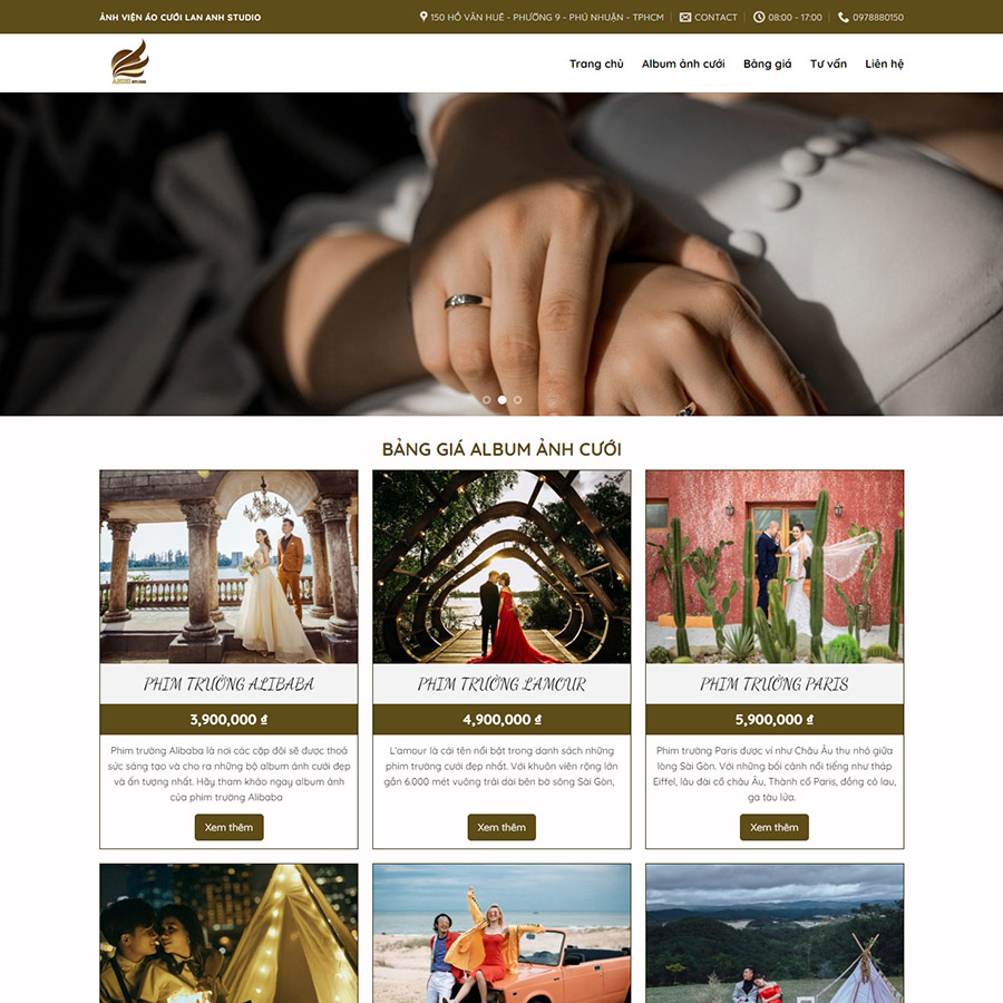 Mẫu website dịch vụ chụp ảnh cưới