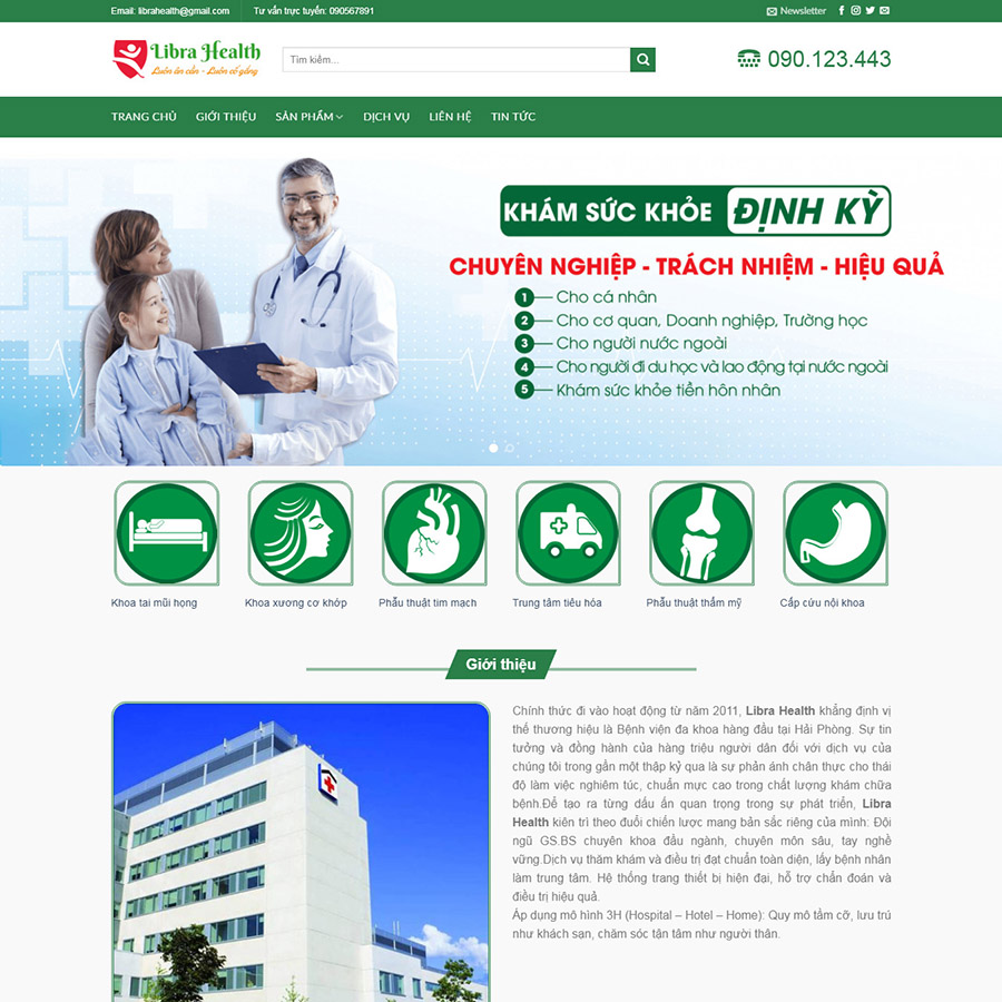 Mẫu website khám sức khỏe