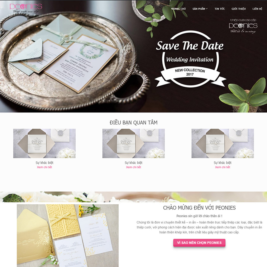 Mẫu website bán thiệp cưới