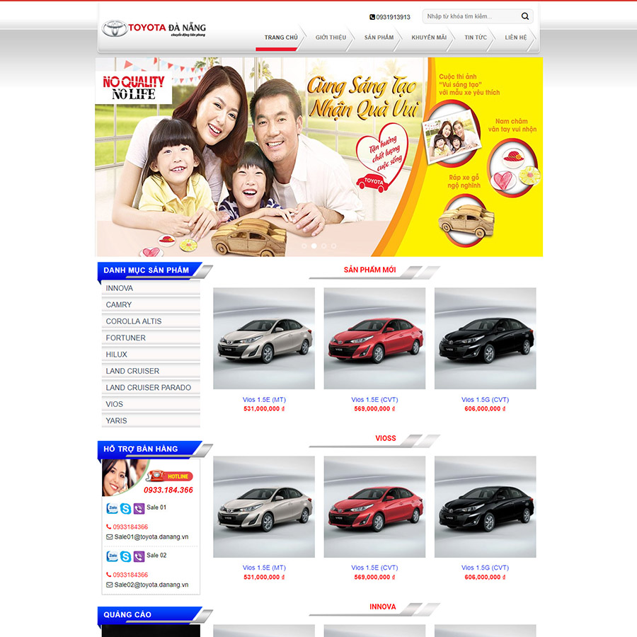 Mẫu website đại lý Toyota