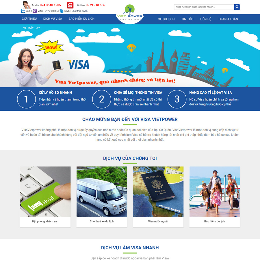 Mẫu website dịch vụ visa
