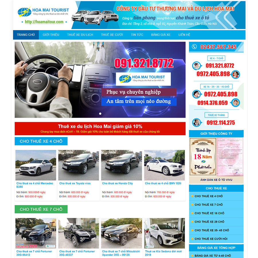 Mẫu website dịch vụ thuê xe 02