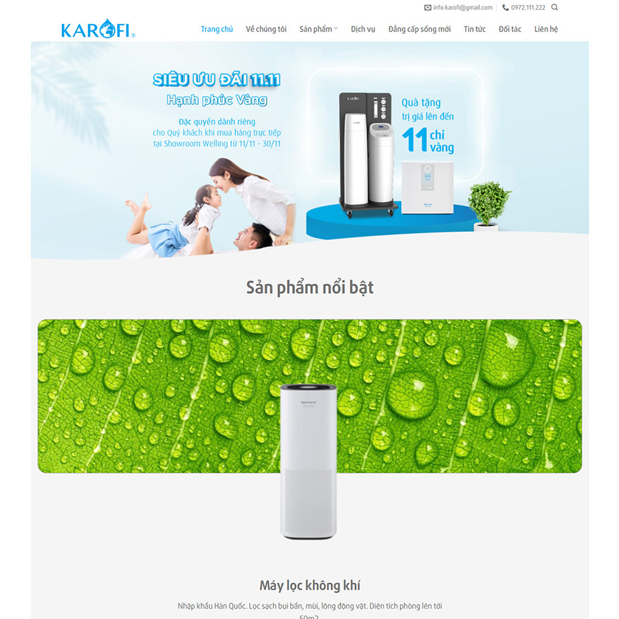 Mẫu website bán máy lọc nước mới