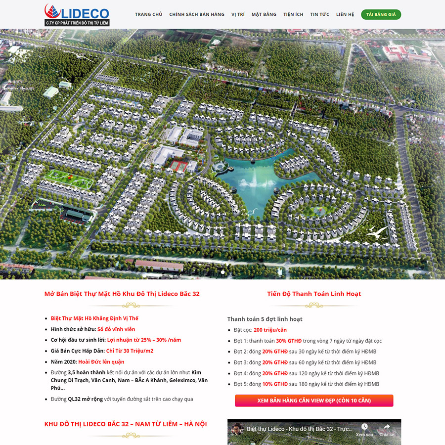 Mẫu website bất động sản Lideco