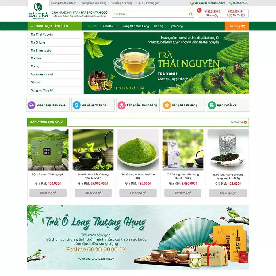 Mẫu website bán trà xanh