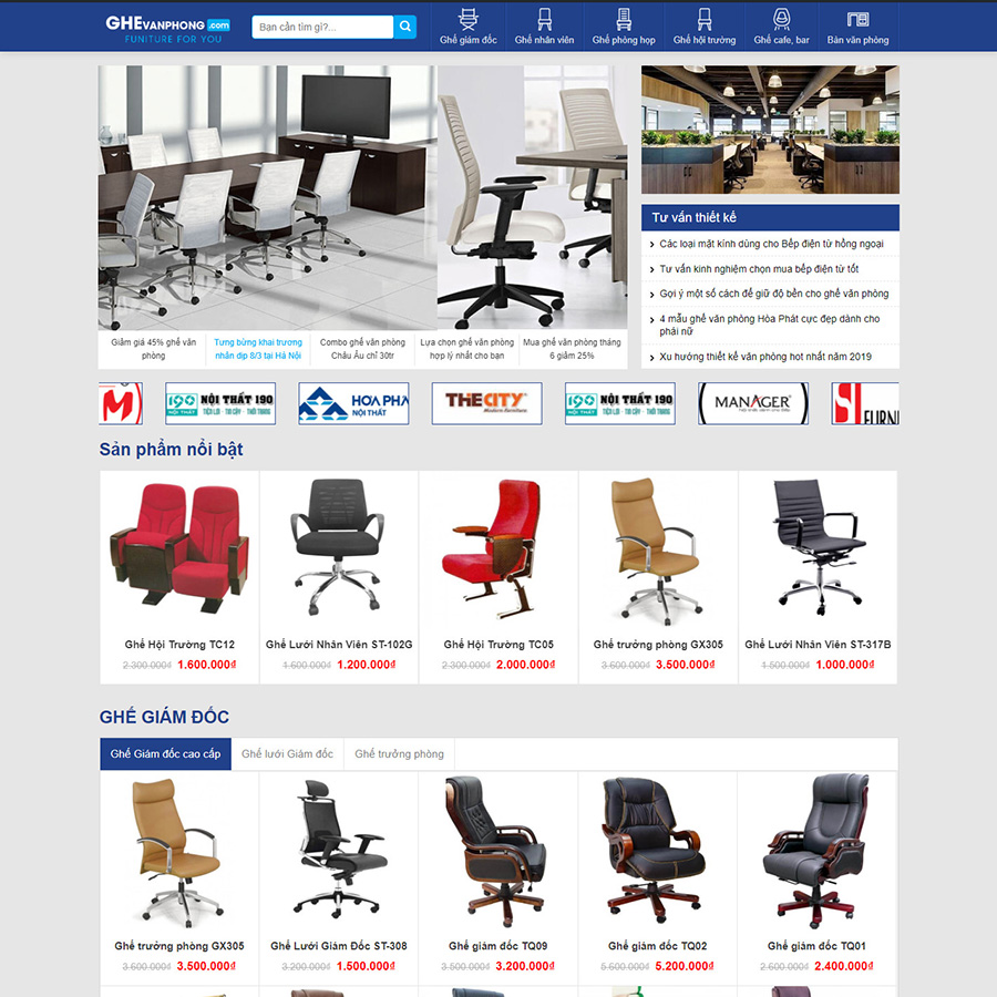 Mẫu website bán ghế văn phòng