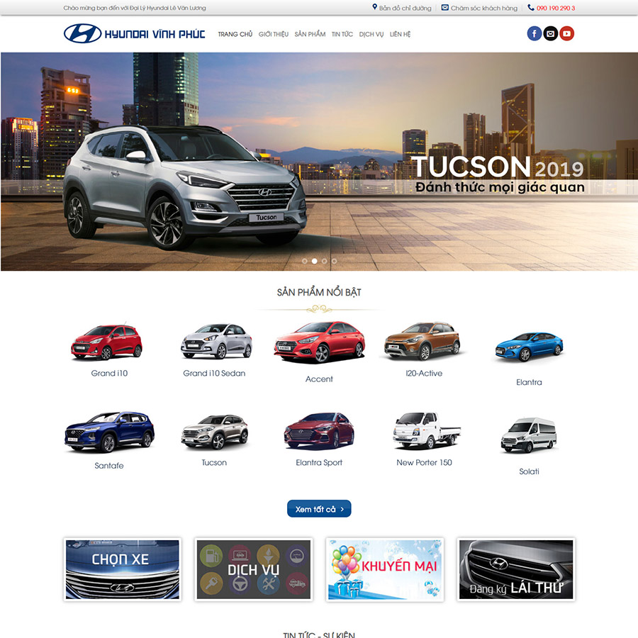 Mẫu website đại lý xe Hyundai