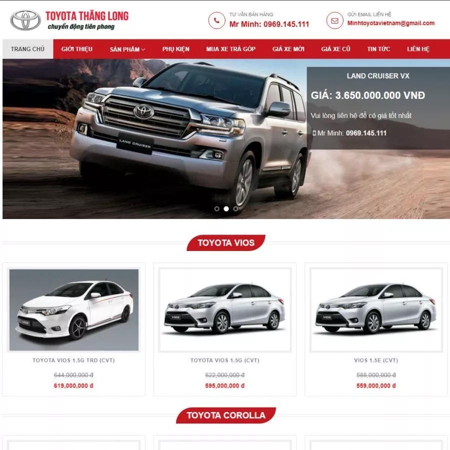Mẫu website bán xe hơi