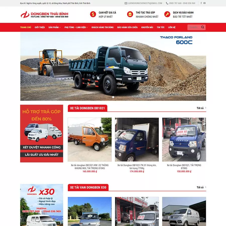 Mẫu website bán xe tải